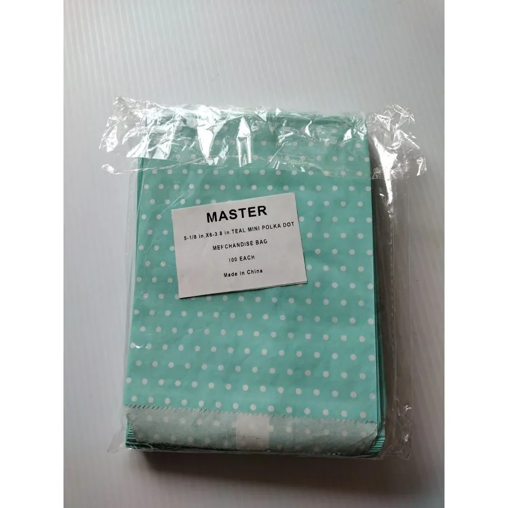 MASTER 5X7 Paper‎ Gift Bags Candy Teal Mini Polka Dot Merchandise Bag 100 Pcs